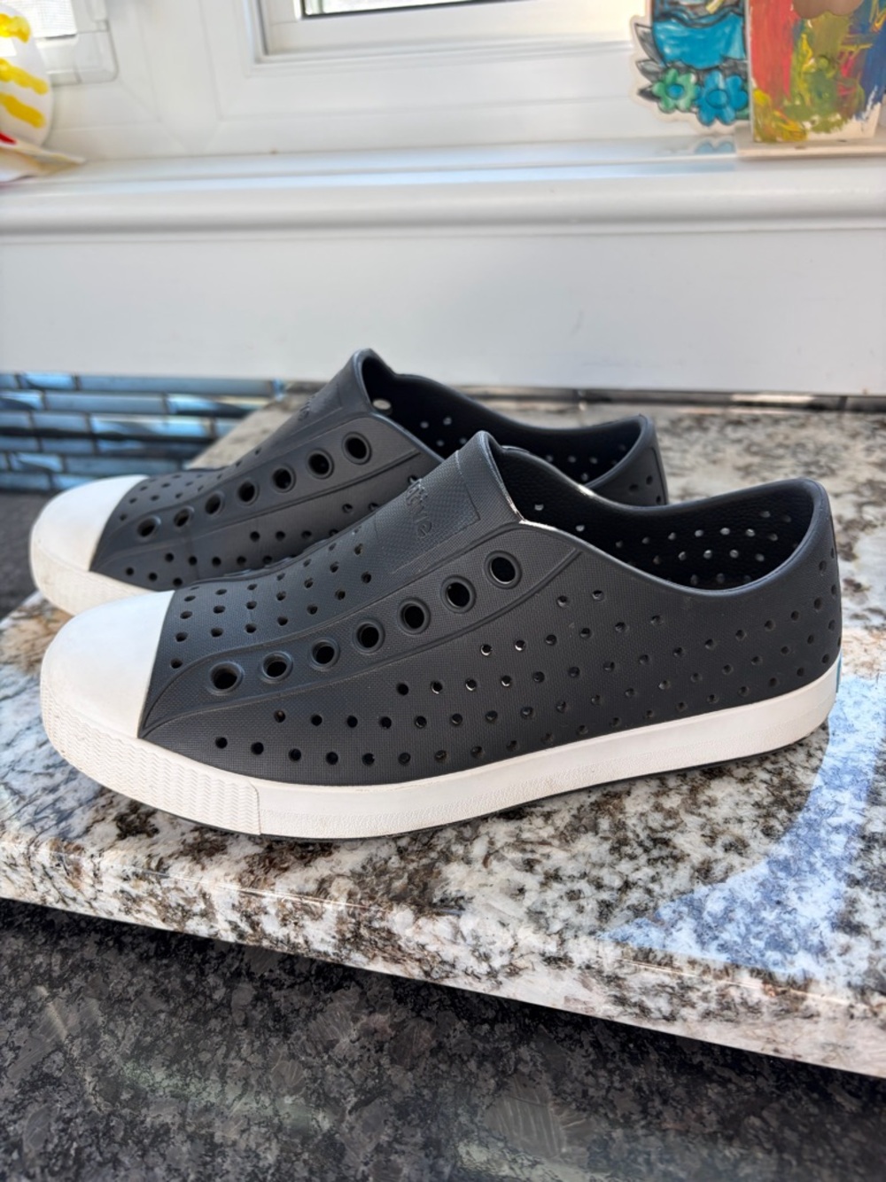 Native Shoes Jefferson Slip-On Perforated Loafers - Black/White